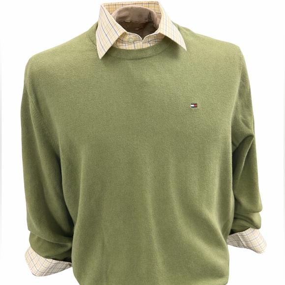 Tommy Hilfiger Other - Tommy Hilfiger Crewneck Sweater Mens XXL Green Cotton Flag Logo
